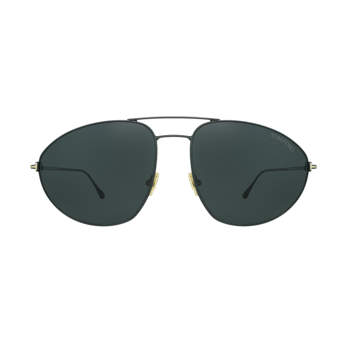 Tom Ford Cobra sunglasses in a minimalist pilot style, featuring a double bridge and dark tinted lenses