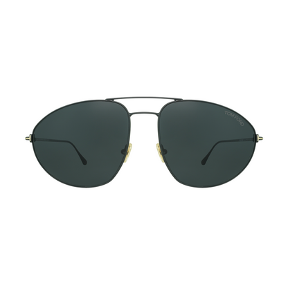 Tom Ford Cobra sunglasses in a minimalist pilot style, featuring a double bridge and dark tinted lenses