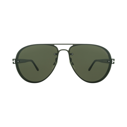 Tom Ford Alexei-02 TF 622 Oversized Aviator Sunglasses Ruthenium/Havana Front View – The Ocular Store