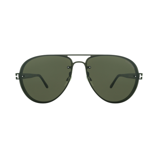 Tom Ford Alexei-02 TF 622 Oversized Aviator Sunglasses Ruthenium/Havana Front View – The Ocular Store